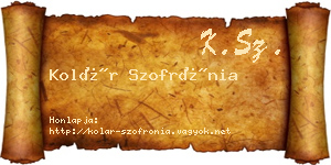 Kolár Szofrónia névjegykártya